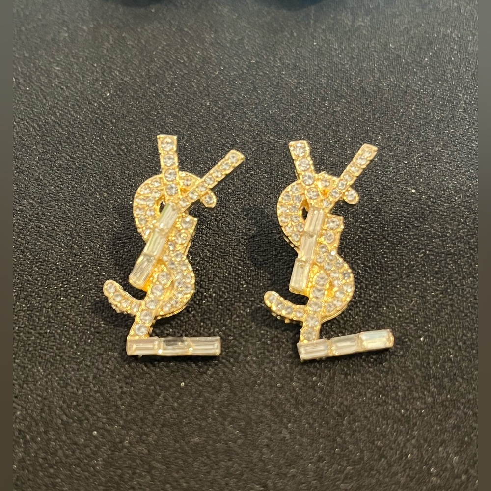 Gold Crystal Stud Earrings
